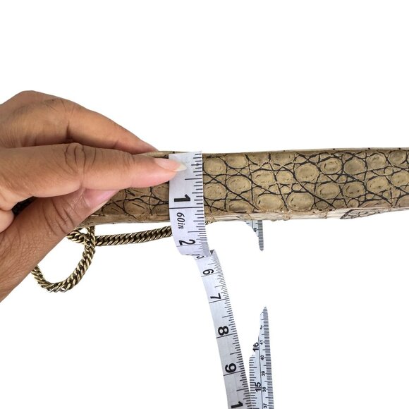 Vintage Beitsch Women's Beige Embossed Leather Gold Hardware Handbag Size S - Picture 12 of 12